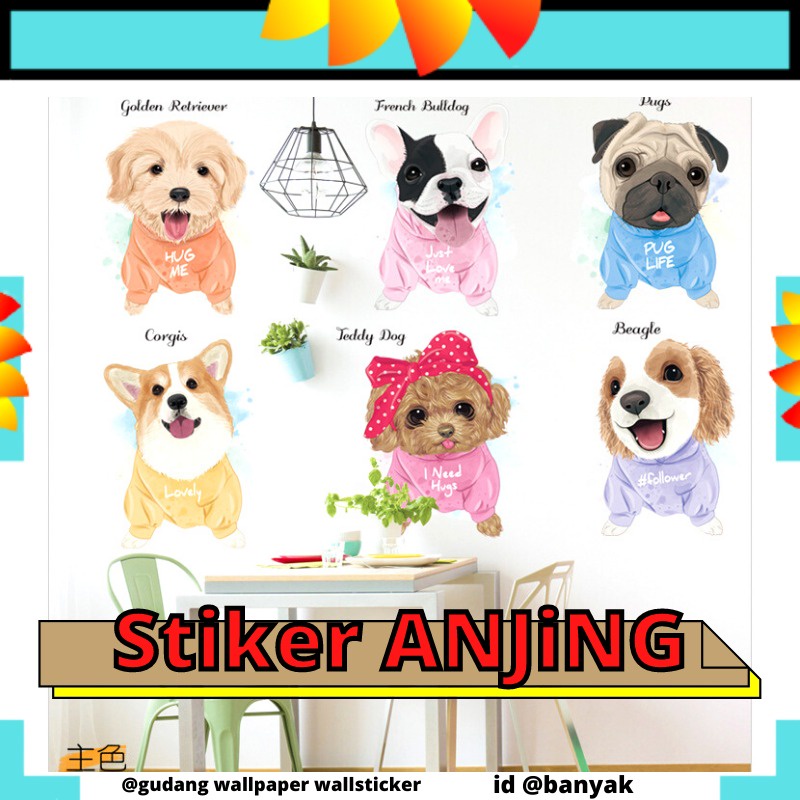 WALLSTICKER WALL STIKER SETIKER STICKER DINDING HEWAN ANJING DOG DEKORASI TEMBOK RUANG TAMU KELUARGA KAMAR TIDUR ANAK ANAK COWOK CEWEK HIASAN DEKOR DECOR TEMPELAN WALPAPER WALLPAPER PAPER ANIMAL GAMBAR MOTIF BINATANG CAT CATS KUCING ANJING DOGS LUCU