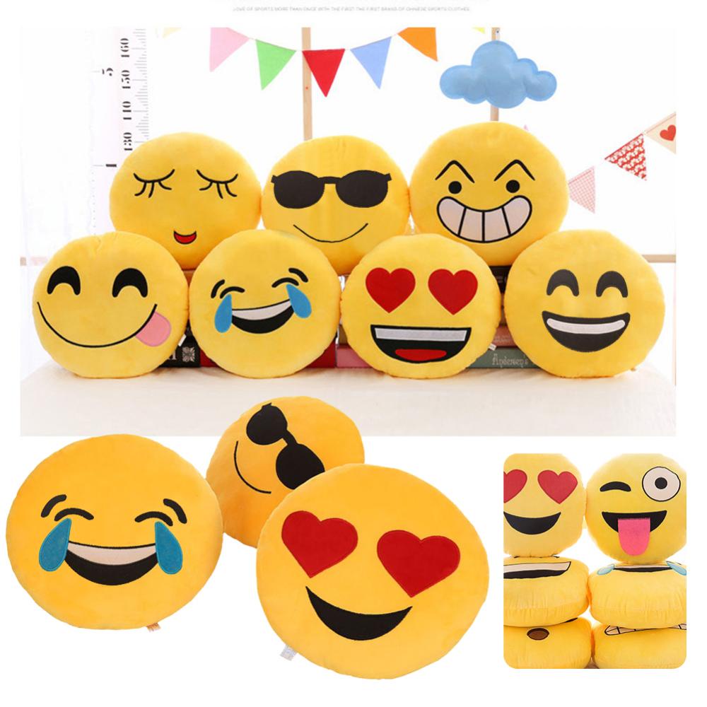 Timekey Boneka Bantal Stuffed Plush Emoji Bulat 32cm Warna Kuning Untuk Hadiah Ulang Tahun K5M9