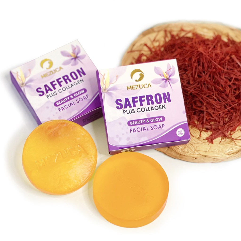 Sabun Saffron Mezuca Sabun Safron Plus Spirulina BPOM Original Untuk Flek Jerawat Bruntusan Pemutih