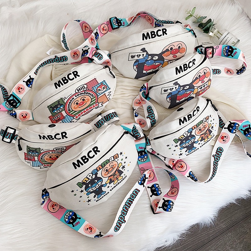 Tas Waistbag Anpanman Big & Small Tas Pinggang Tas Canvas Import