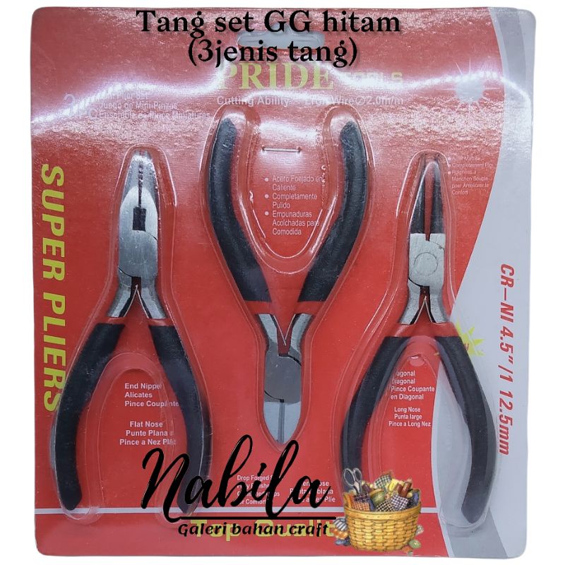 (3jenis tang) Tang Set Hitam alat craft tang aksesoris