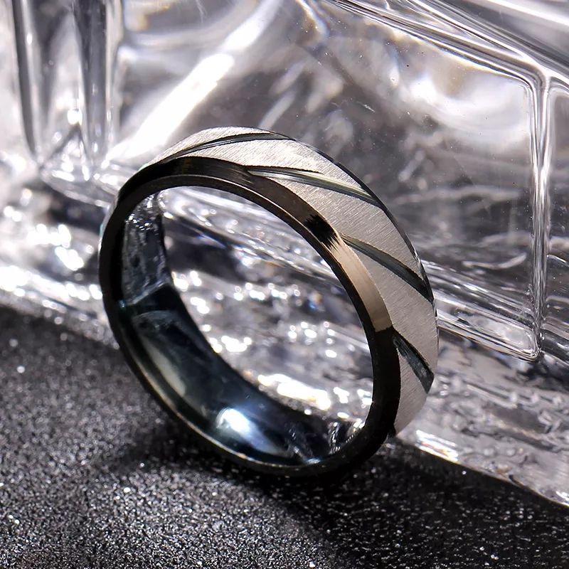 cincin titanium hitam silver pasir