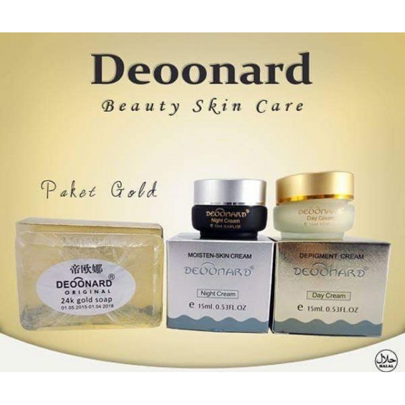 PAKET CREAM DEOONARD GOLD SIANG &amp; MALAM + SABUN