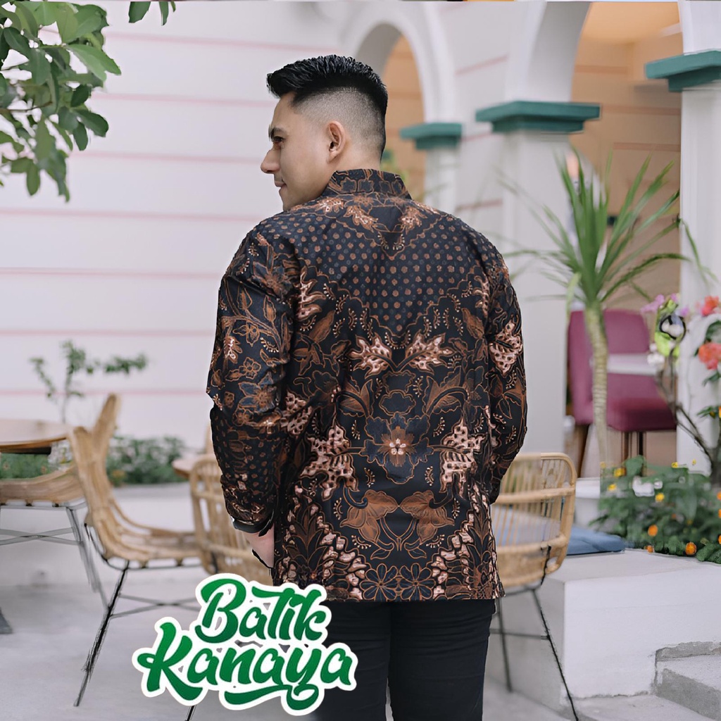 Kanaya Kemeja Batik Pria Lengan Panjang Full Furing Bahan Katun Sragenan PERWIRO