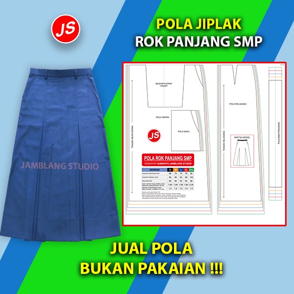 Pola Jiplak Rok Panjang SMP [ Pola Baju Jamblang Studio ]