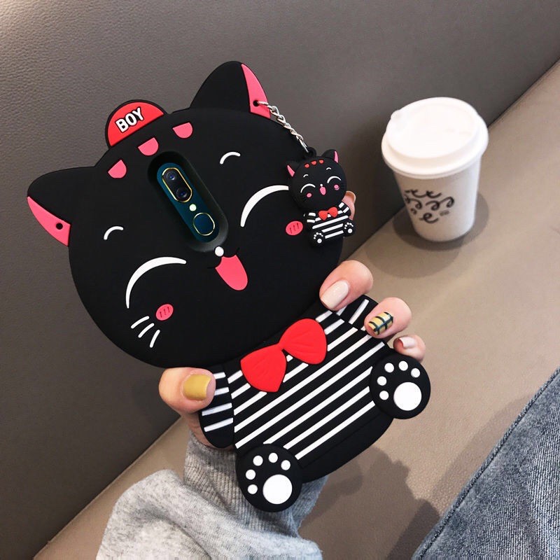 Silicon 3D Kitten Strip For OPPO RELAME 1 A37 A71 NEO 7 A33 F3 A77 F7  Silikon boneka lucu pelindung hp case tebal karet softcase lentur