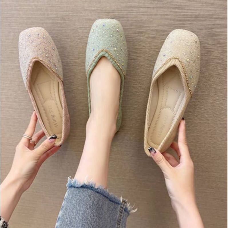 [NEW] KANOSUE FLAT SHOES SWAROVSKI KS2098 KS #Realstock