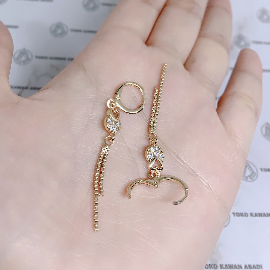 Anting Xuping Gold Perhiasan Fashion Wanita Permata Tiga Baris *03