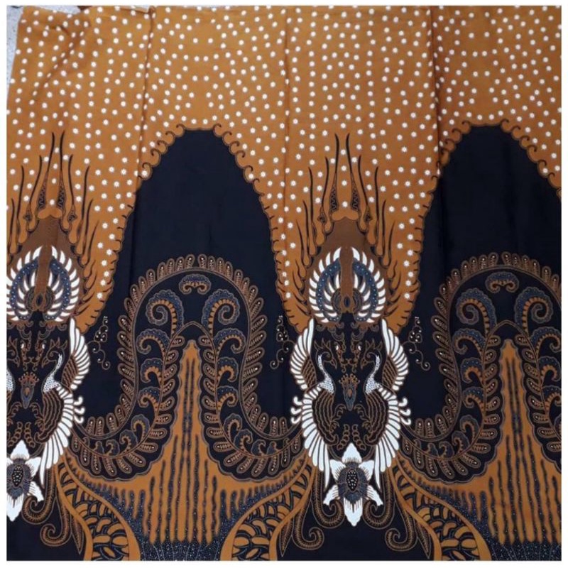 kain batik solo cabut motif merak kembar coklat