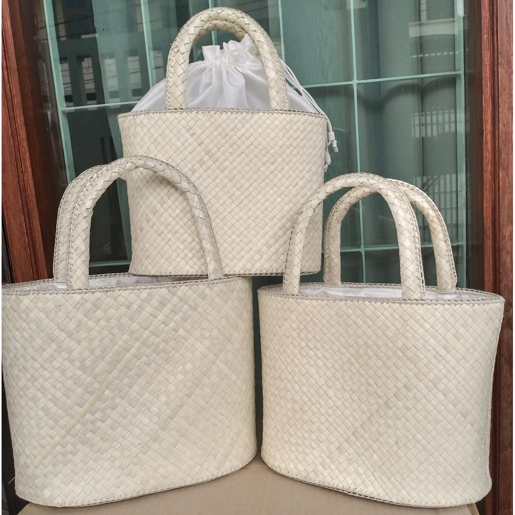 

Tas Hampers Lebaran / Tas Anyaman Jinjing Putih 3 SIZE / Goodie Bag Hampers Ramadhan