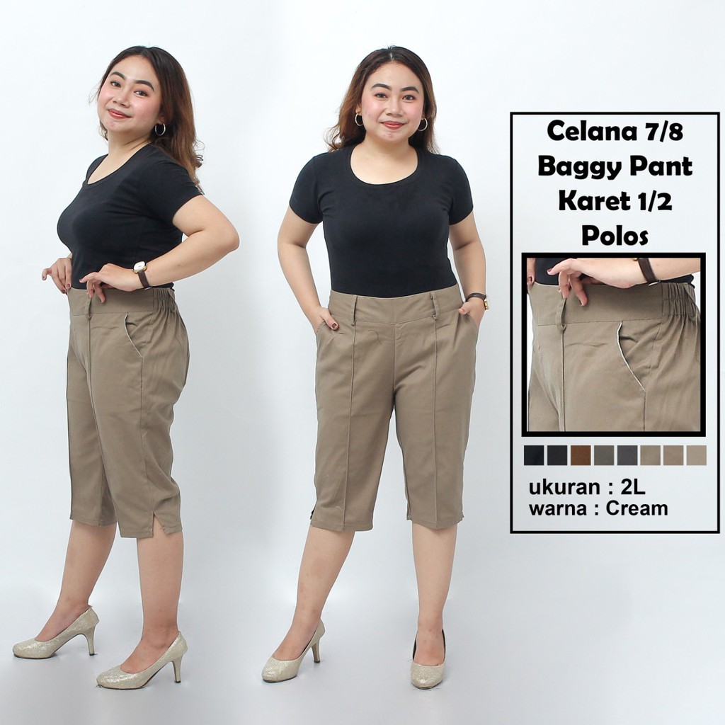 Celana 7 8 jumbo karet 1 2 polos baggy pant jumbo Celana 7 8 jumbo karet 1 2 polos baggy pant jumbo
