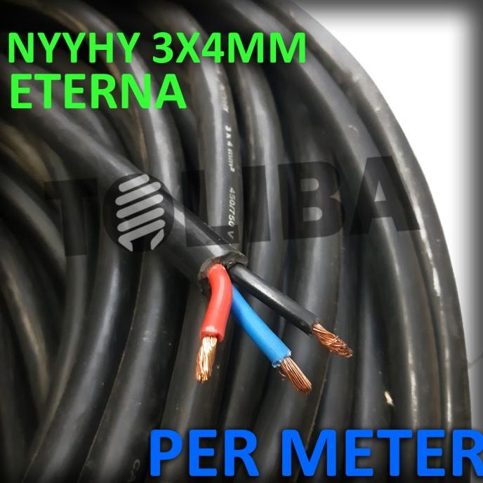 Kabel Hitam Eterna Nyyhy 3X4 / 3 X 4 Serabut Isi 3 /4Mm 4 Mm/Meter Sni