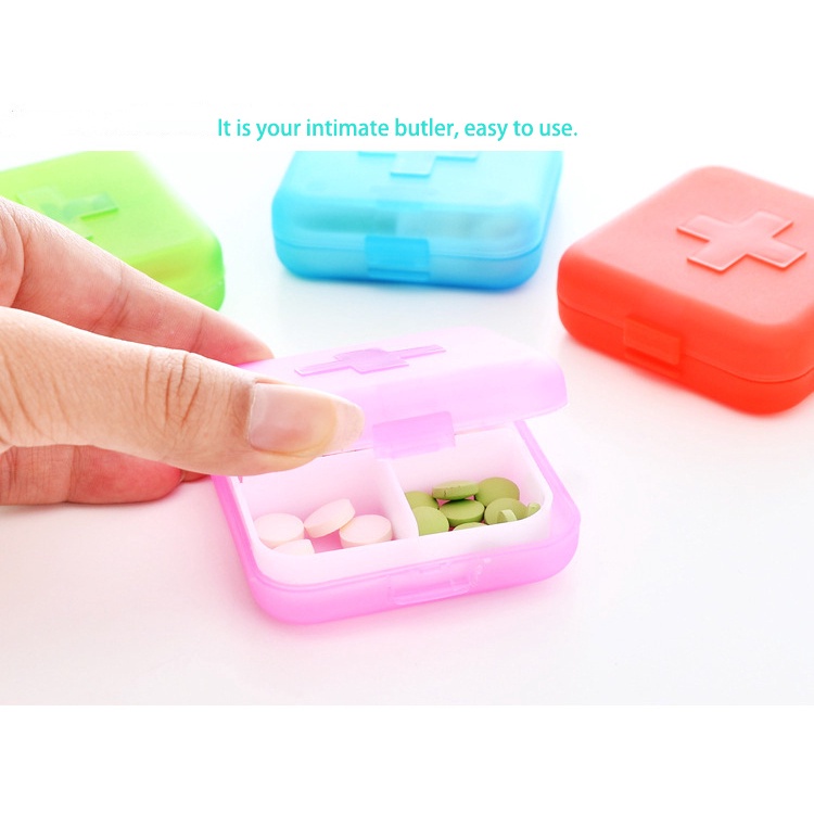 1pcs Creative Cross Four Grid Small Pill Box Thicken Portable Health Care Pill Box Storage Box