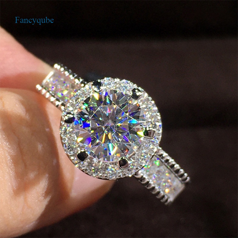 Fancyqube Cincin Wanita Hias Batu Cubic Zirconia Untuk Pesta Pernikahan