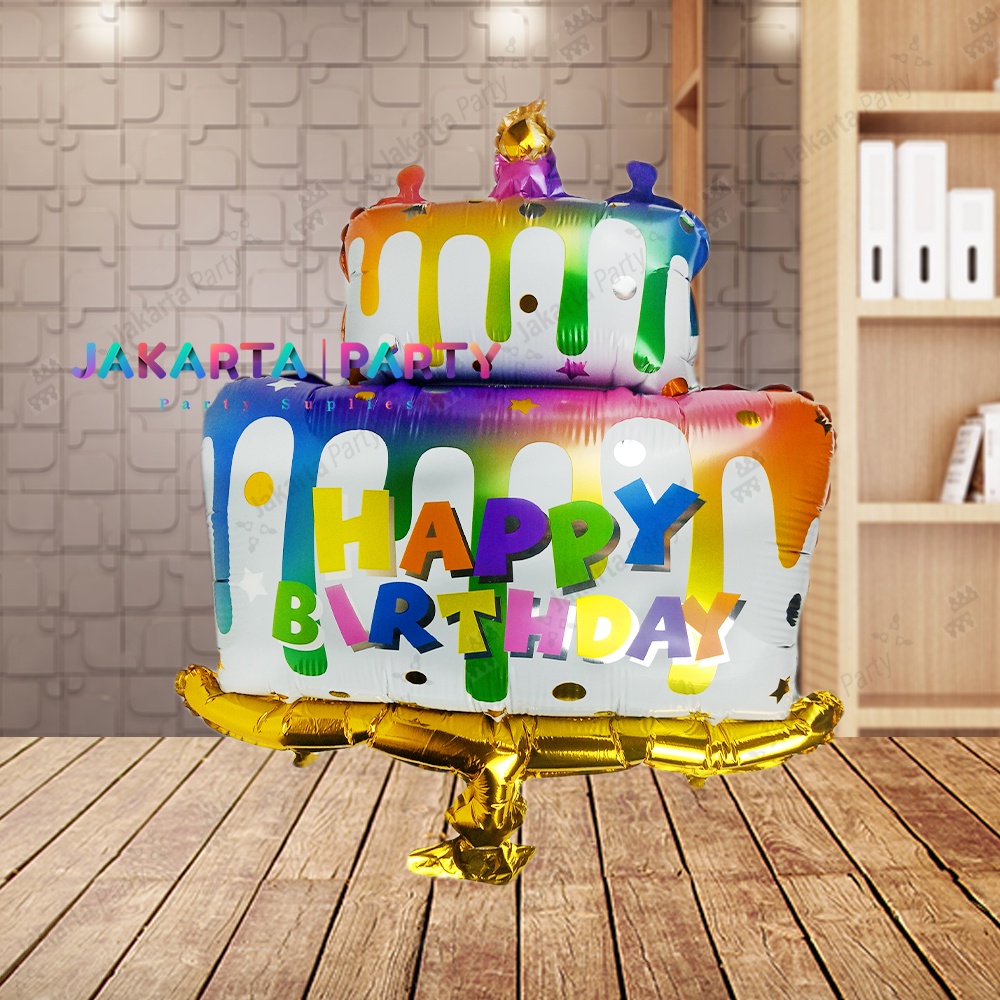 Balon Foil Cake Happy Birthday Jumbo #2 / Balon Karakter Cake