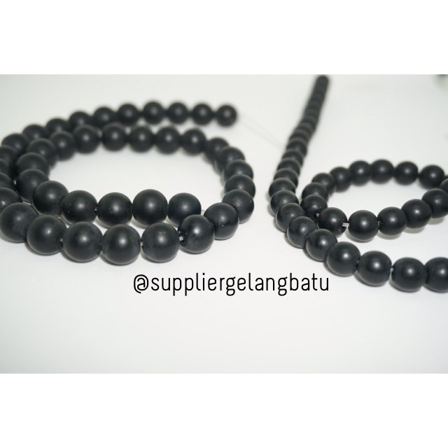 Bahan Gelang Batu Alam Natural Blackstone 8mm dan 10mm Doff