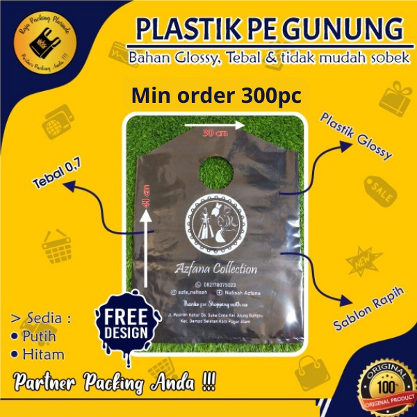 Plastik Sablon PE Gunung uk 30x41 PE Persegi Uk 30x40 Tebal 07 Plastik Sablon Packing Olshop