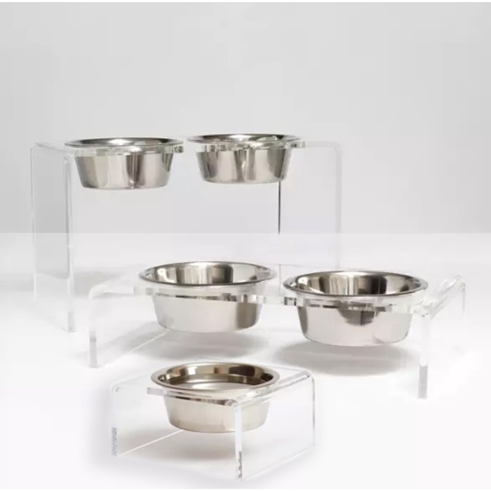 Stand Pet Bowl Acrylic / Holder Tempat Makan Hewan Peliharaan Akrilik