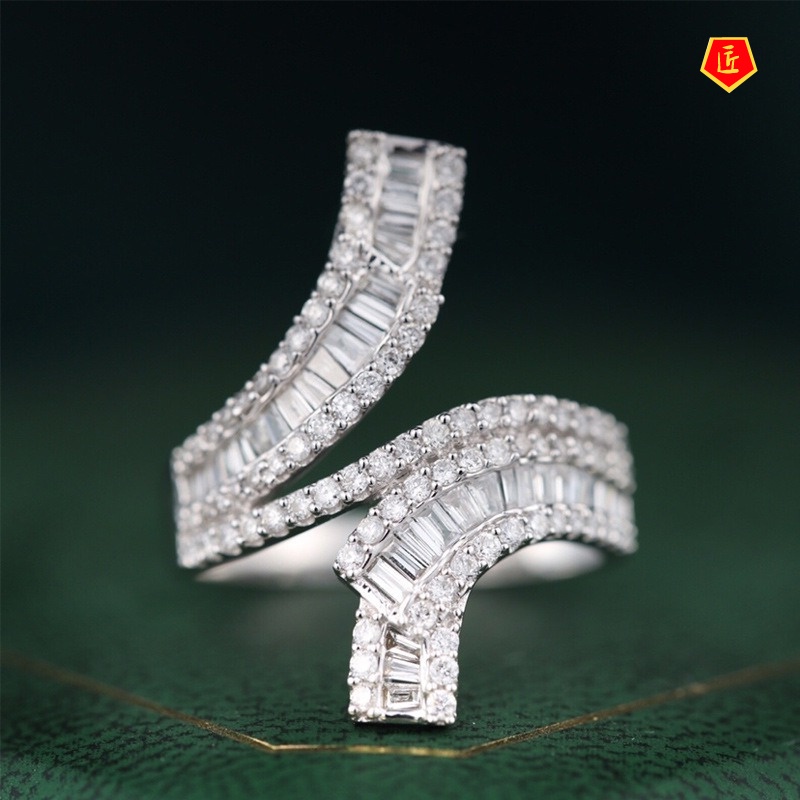 [Ready Stock]Fashionable Elegant Platinum Full Diamond Ring