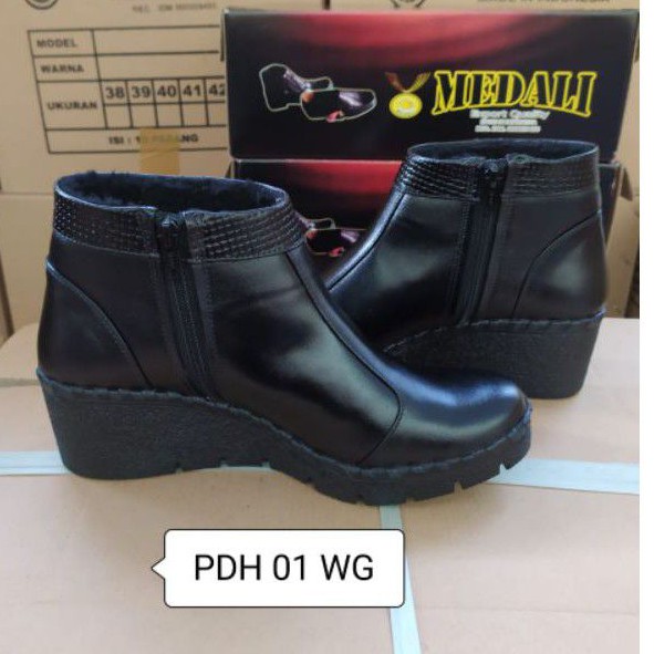 Sepatu Kulit PDH wanita boots Polri TNI security guard PNS sepatu kerja formal tampil lebih kece