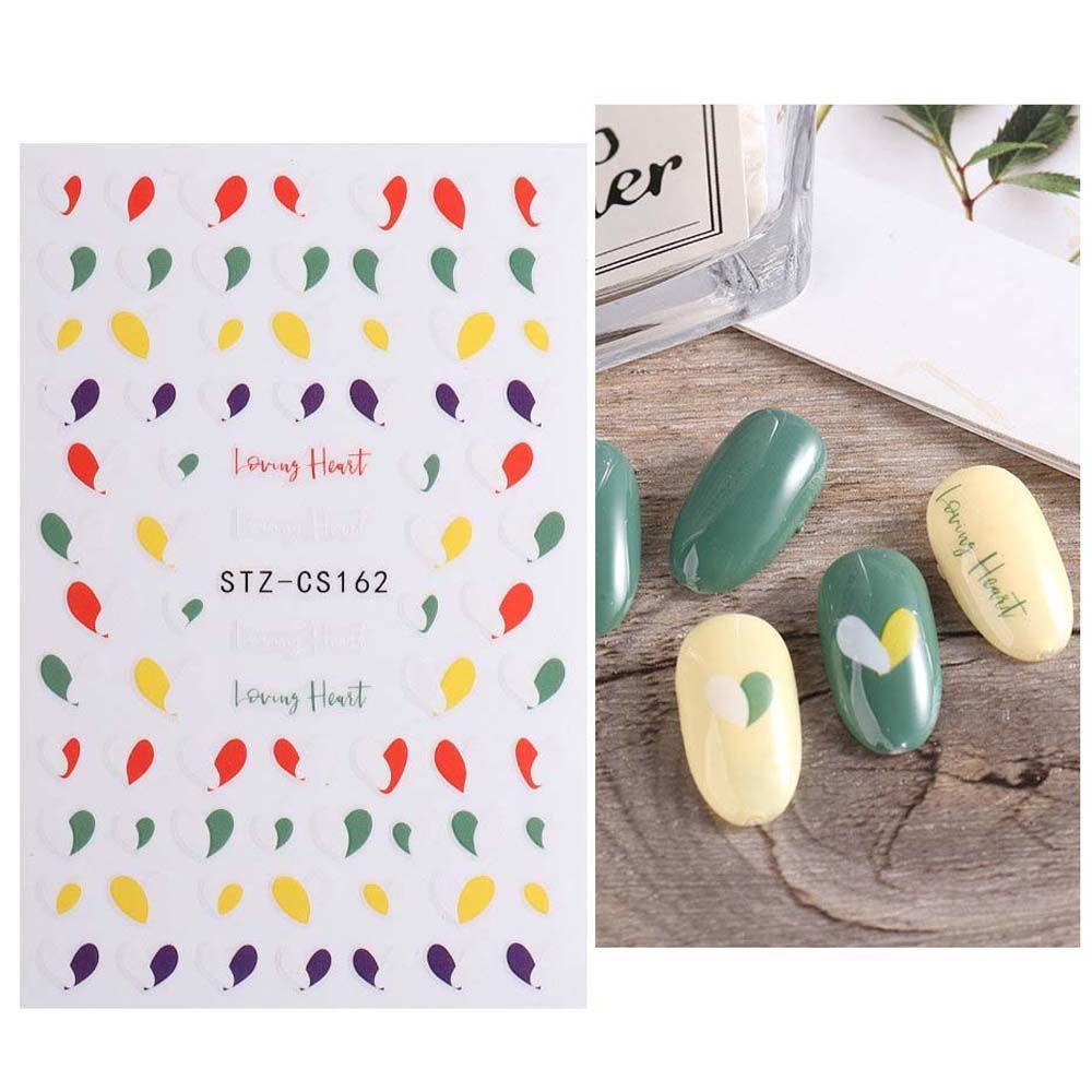 NEEDWAY Blush Stiker Kuku Bulan Karakter Cina Cinta Hati Bentuk Tidak Teratur Dekorasi Nail Art