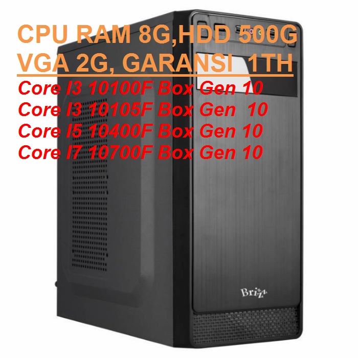 CPU KOMPUTER INTEL GEN 10 CORE I7-10700F BOX, CORE I5-10400F BOX, CORE I3-10105F BOX.  CORE I3-10100F, VGA 4G,  10TH GEN COMET LAKE - LGA 1200