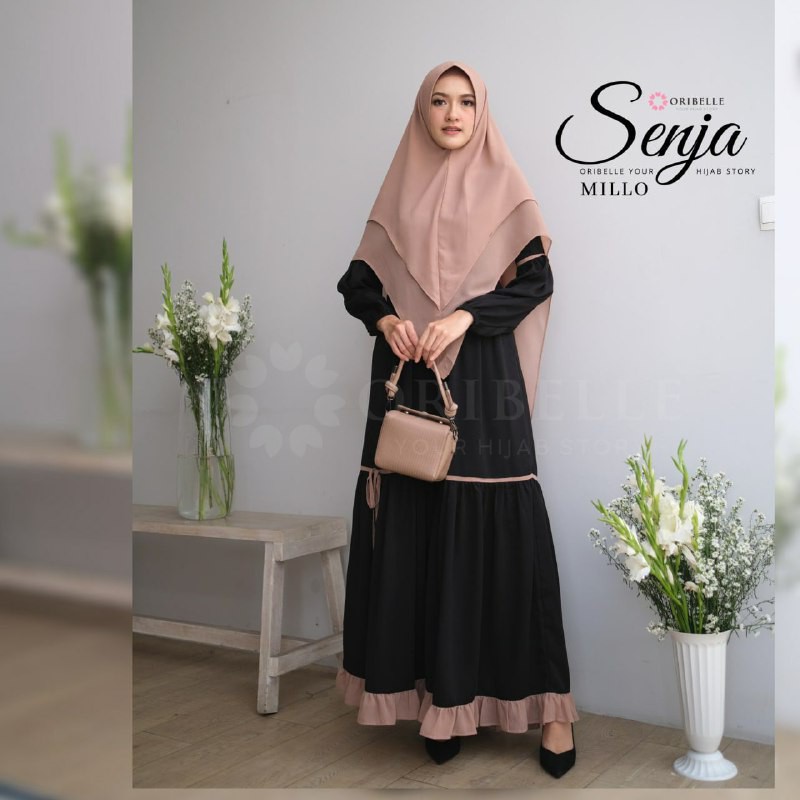 Gamis Couple Ibu dan Anak Perempuan Polos set Khimar Jilbab Kerudung Syari Syar'i Original Branded