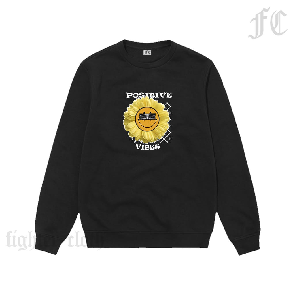 Crewneck Black Motif Simpel Pria dan Wanita Premium