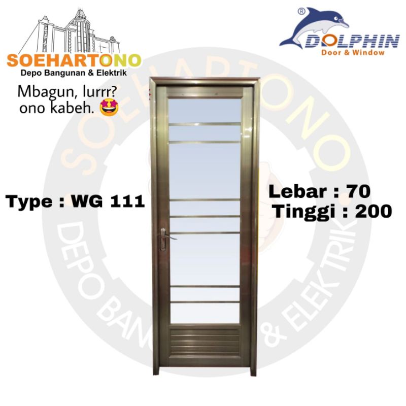 Pintu kamar mandi aluminium minimalis Dolphin/Willmore WG 111 gold
