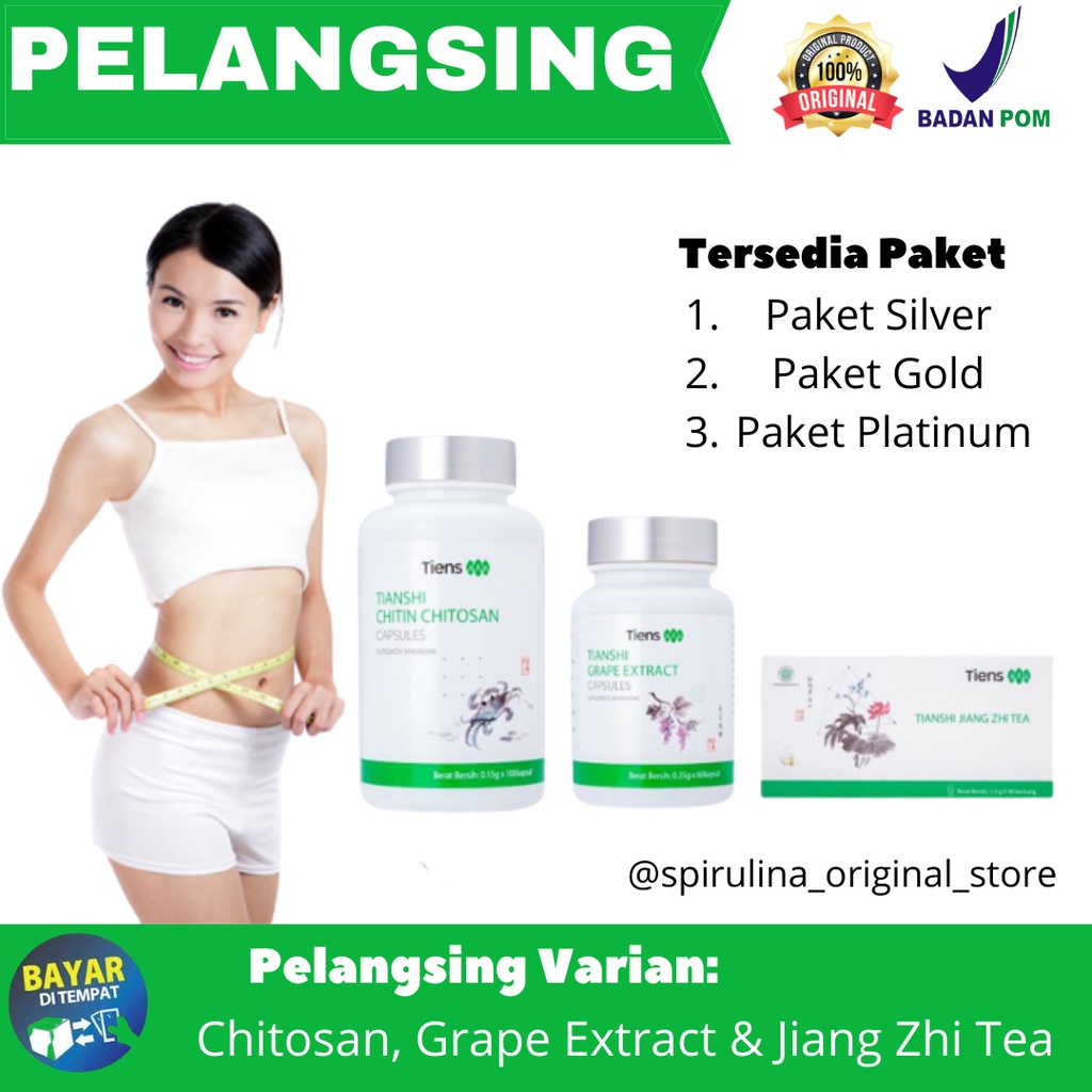 PELANGSING CHITOSAN, GRAPE EXTRACT & JIANG ZHI TEA  AMPUH TURUNKAN BERAT BADAN/ PELANGSING TIENS/ PE