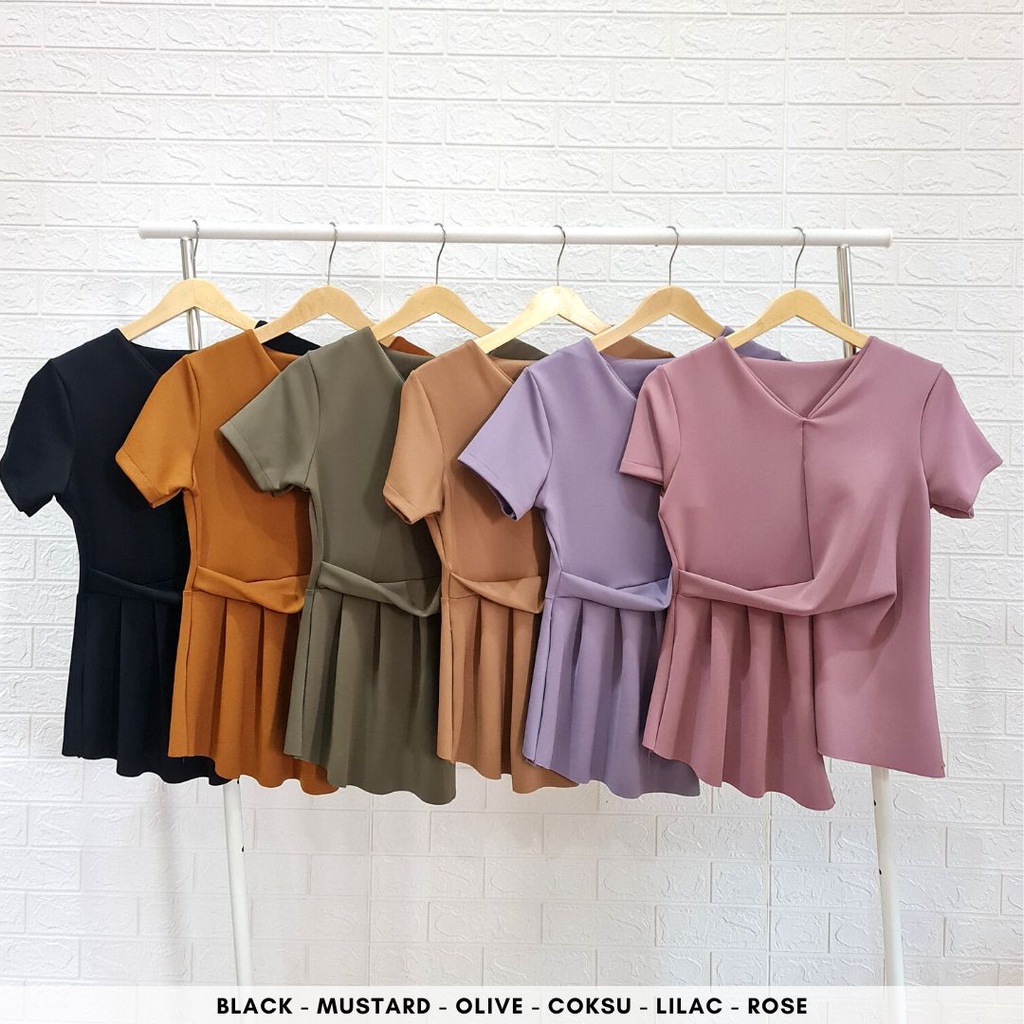 4320 jiho slate scuba blouse polos atasan kerja wanita