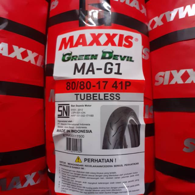 (Ready Stok) BAN MAXXIS GREEN DEVIL - MA-G1 - TUBELESS [80/80 ,90/80 ,100/80] RING 17 - PILIH VARIAN