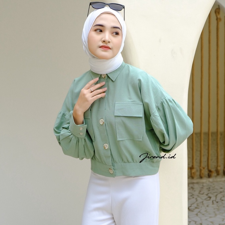 Kemeja Crop Lengan Balon Linen Rami/ Outer Crop Casual