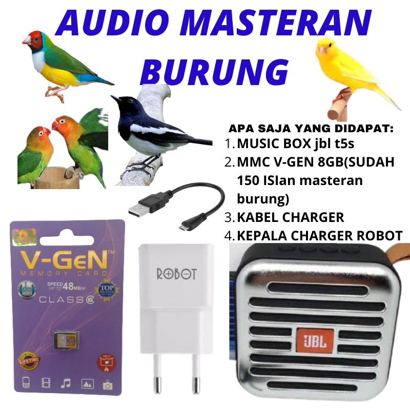 PAKET MASTERAN BURUNG LENGKAP MEMORI VGEN 150 ISIAN SUARA KICAU FULL/REKAMAN MASTERAN BURUNG MP3