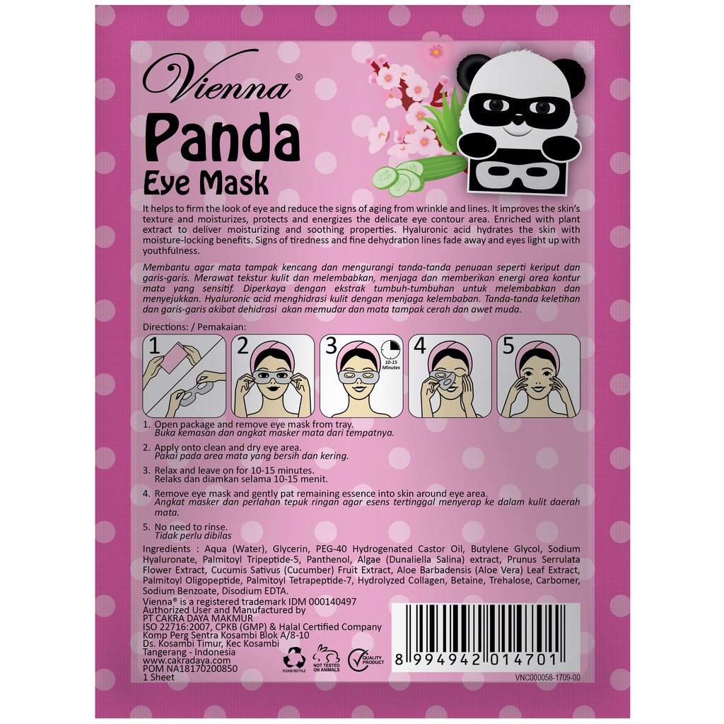 ⭐BAGUS⭐ VIENNA Panda Eye Mask | Dark Circle Puffines / Fine Line Wrinkle | Masker Mata