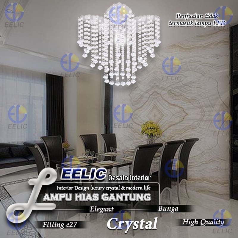 EELIC LHG-169 lampu hias gantung crystal model bunga bergerigi elegant dan mewah desain interior