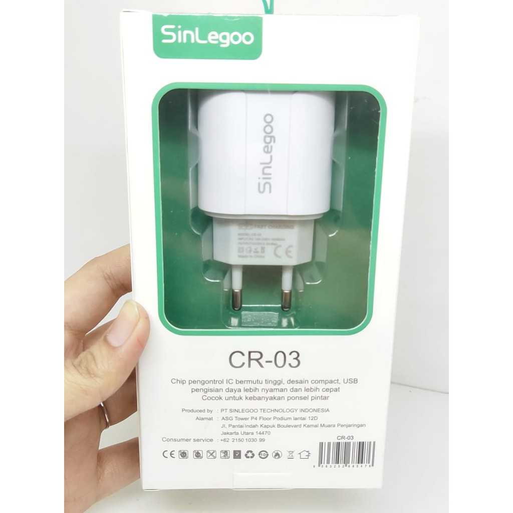 SINLEGOO CR-03 Head Charger 2 USB 2.0A with LED Digital Display Fast Travel Charger GARANSI 1 TAHUN