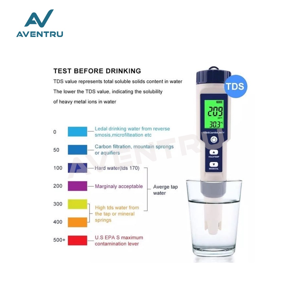 Smart 5 in 1 PH TDS Salinity EC Temperature Meter EZ-9909 Tester EZ9909 Salt