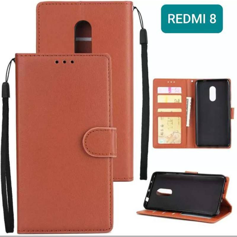 FLIP CASE DOMPET KULIT POLOS REDMI 8