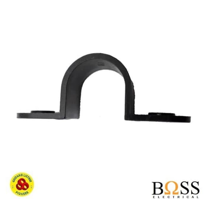 BOSS KLEM PIPA CONDUIT 20MM HITAM / CLAMP PIPA LISTRIK 20 MM