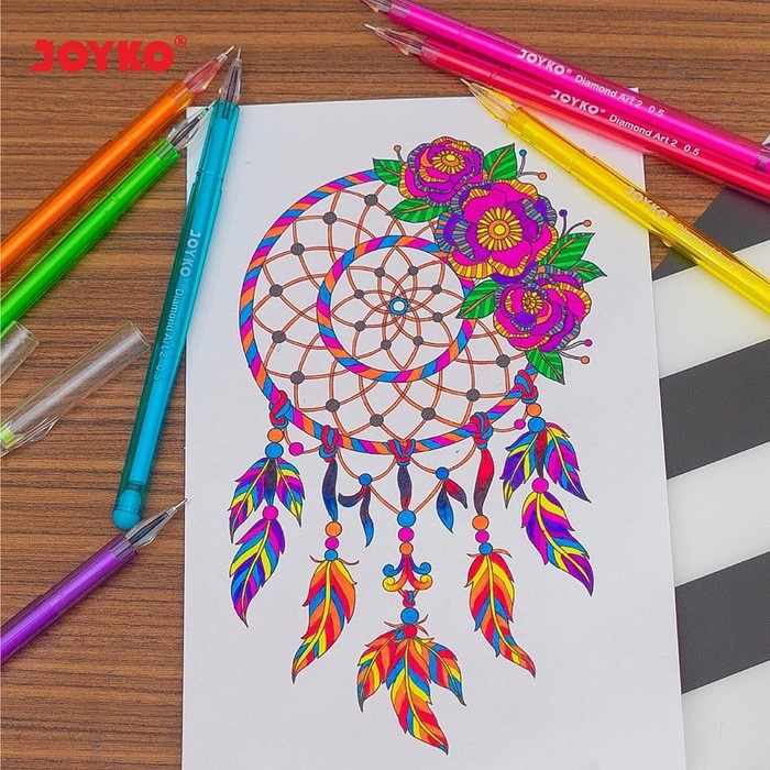

kaligrafi-perlengkapan- joyko color gel pen pulpen gpc-296 8 pena warna 0.5 mm diamond art 2