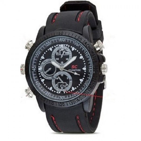 Spycam / spy cam / kamera pengintai watch Jam Tangan Karet Hitam 8Gb