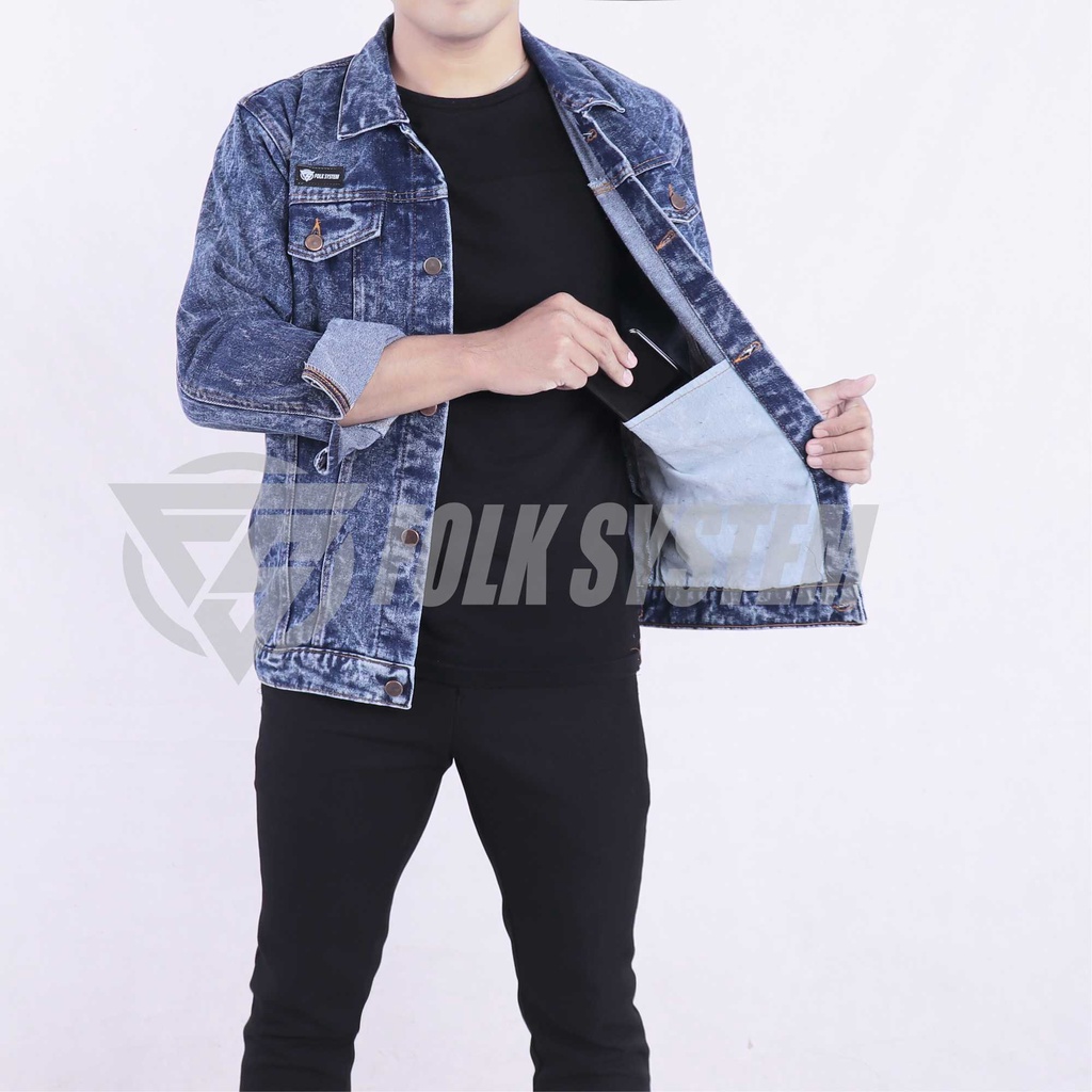 Jaket jeans denim pria folksystem