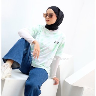  KAOS  TIE  DYE  TSHIRT COTTON BAMBOO GREEN PRIA  WANITA 