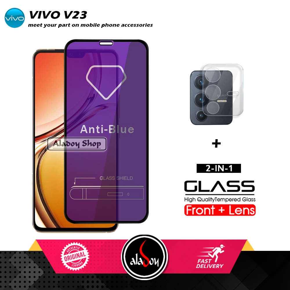 PAKET Tempered Glass Blue Light Vivo V23 + Tempered Glass Camera