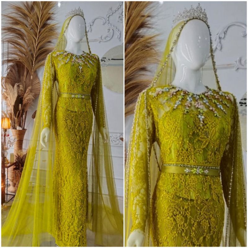 baju pengantin dress slim | gaun pengantin muslimah akad dan resepsi | new wedding dress modern