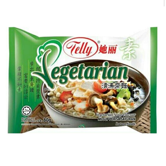 [HALAL] Telly Vegetarian Soup Flavor 80gr Mi Sup Perisa Sayuran Mie Instan Vege