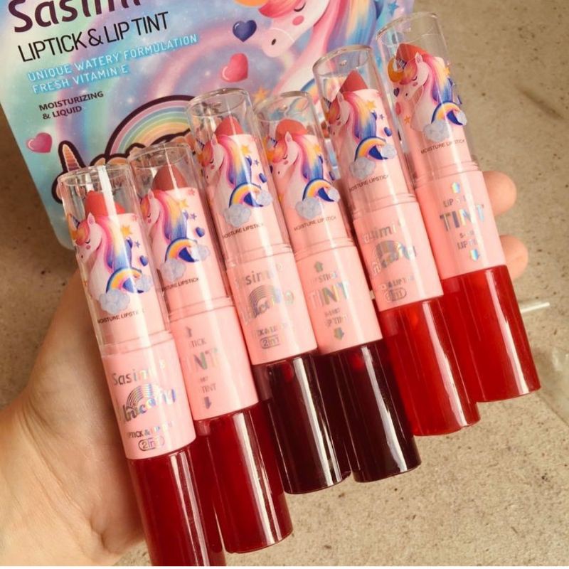 [6PCS] LIPSTICK &amp; LIP TINT SASIMI UNICORN 2IN1 S-1987