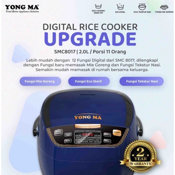 Rice Cooker Magic Com Digital Yong Ma YongMa 2 Liter SMC 8017 / SMC 8017 N /SMC8017 Upgrade Series