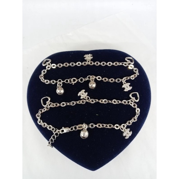 GRLANG PERAK ASLI SILVER 925 LAPIS EMAS/GELANG TANGAN RANTAI NORI+GANTUNGAN MAINAN+2BEL/ASLI SILVER/GELANG FASHION WANITA